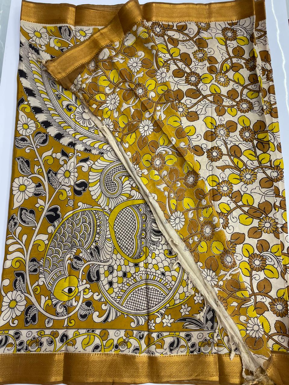 Kalamkari silk saree with nizam border