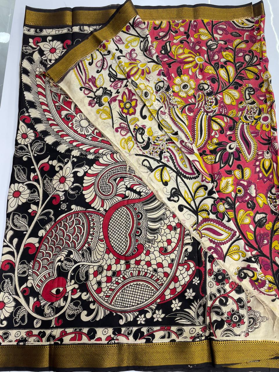 Kalamkari silk saree with nizam border