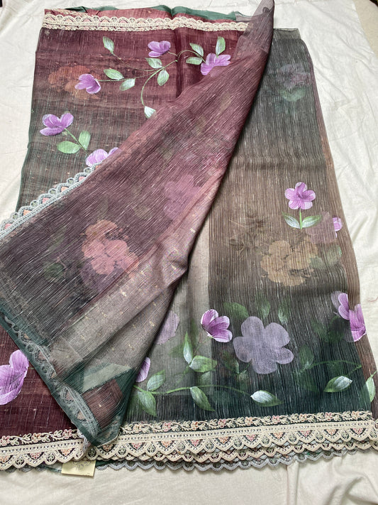 Hand painted Designer saree