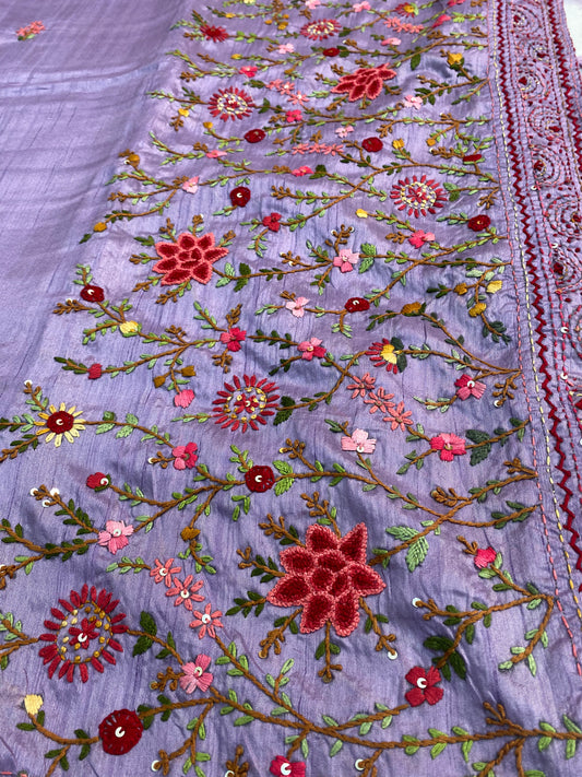 Row tussar embroidery