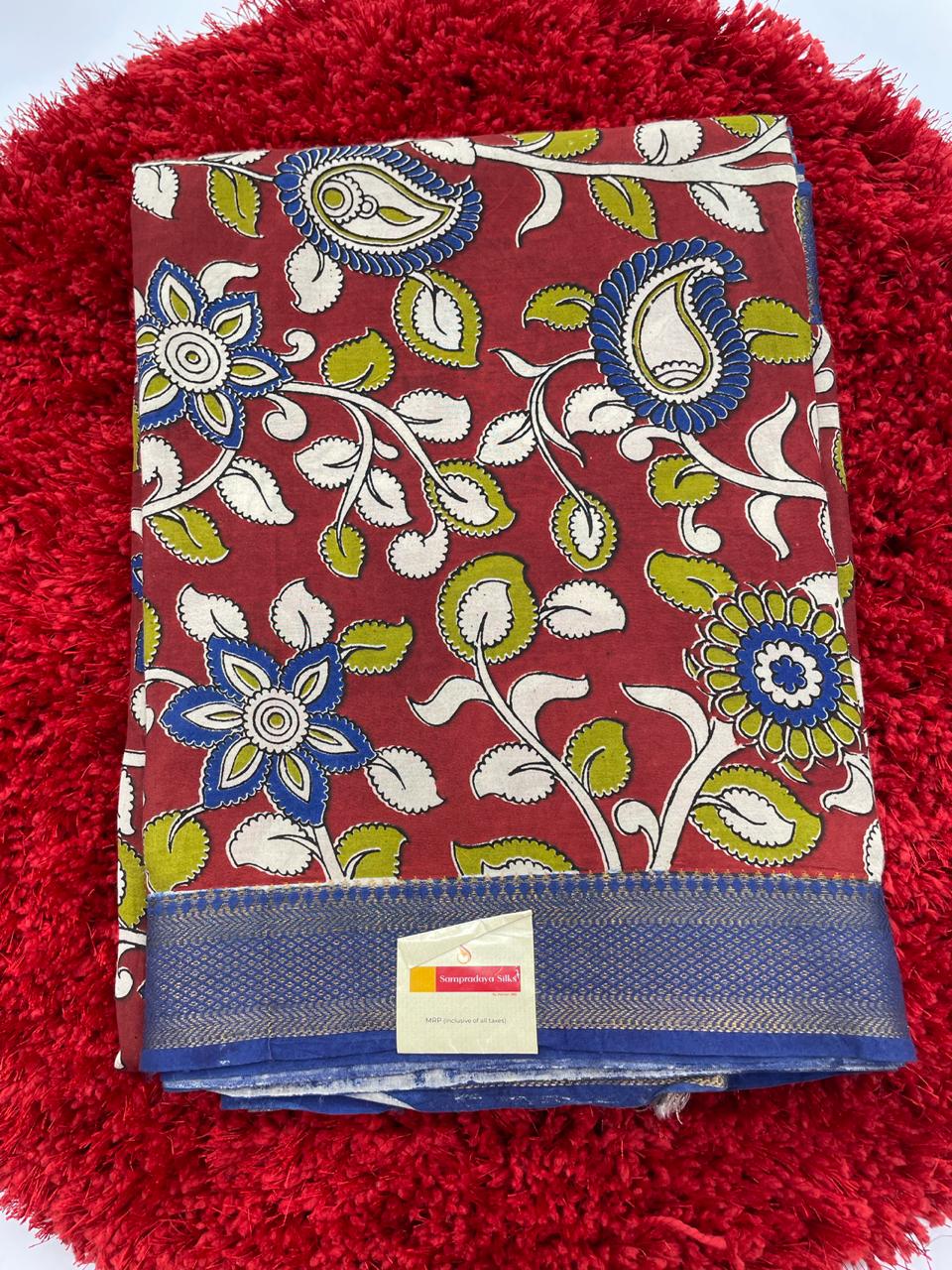Kalamkari silk saree with nizam border
