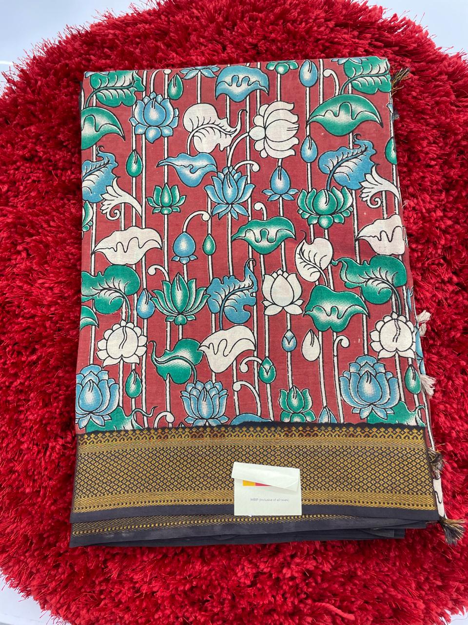 Kalamkari silk saree with nizam border
