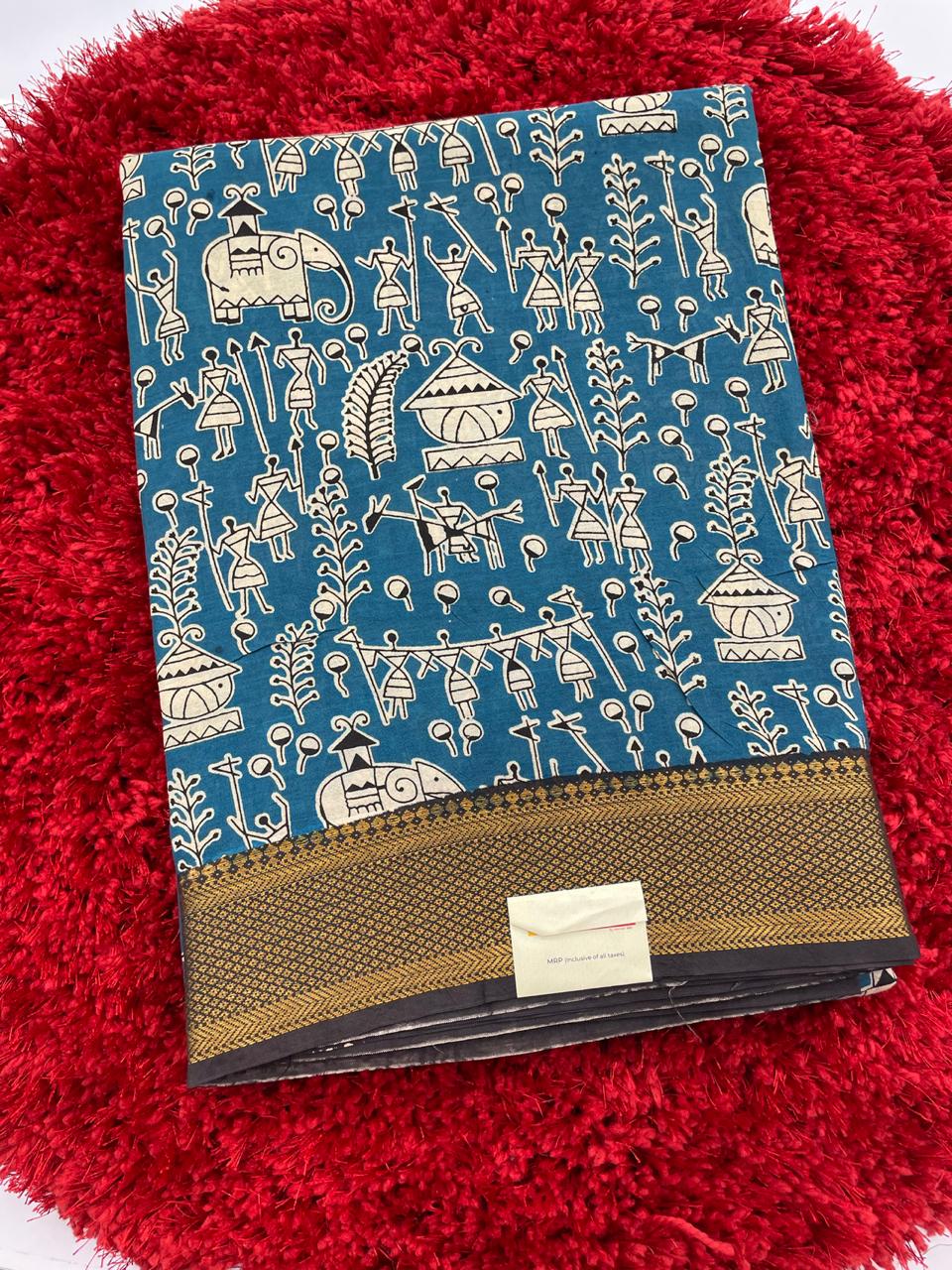 Kalamkari silk saree with nizam border