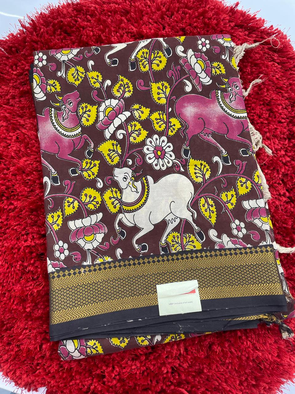 Kalamkari silk saree with nizam border