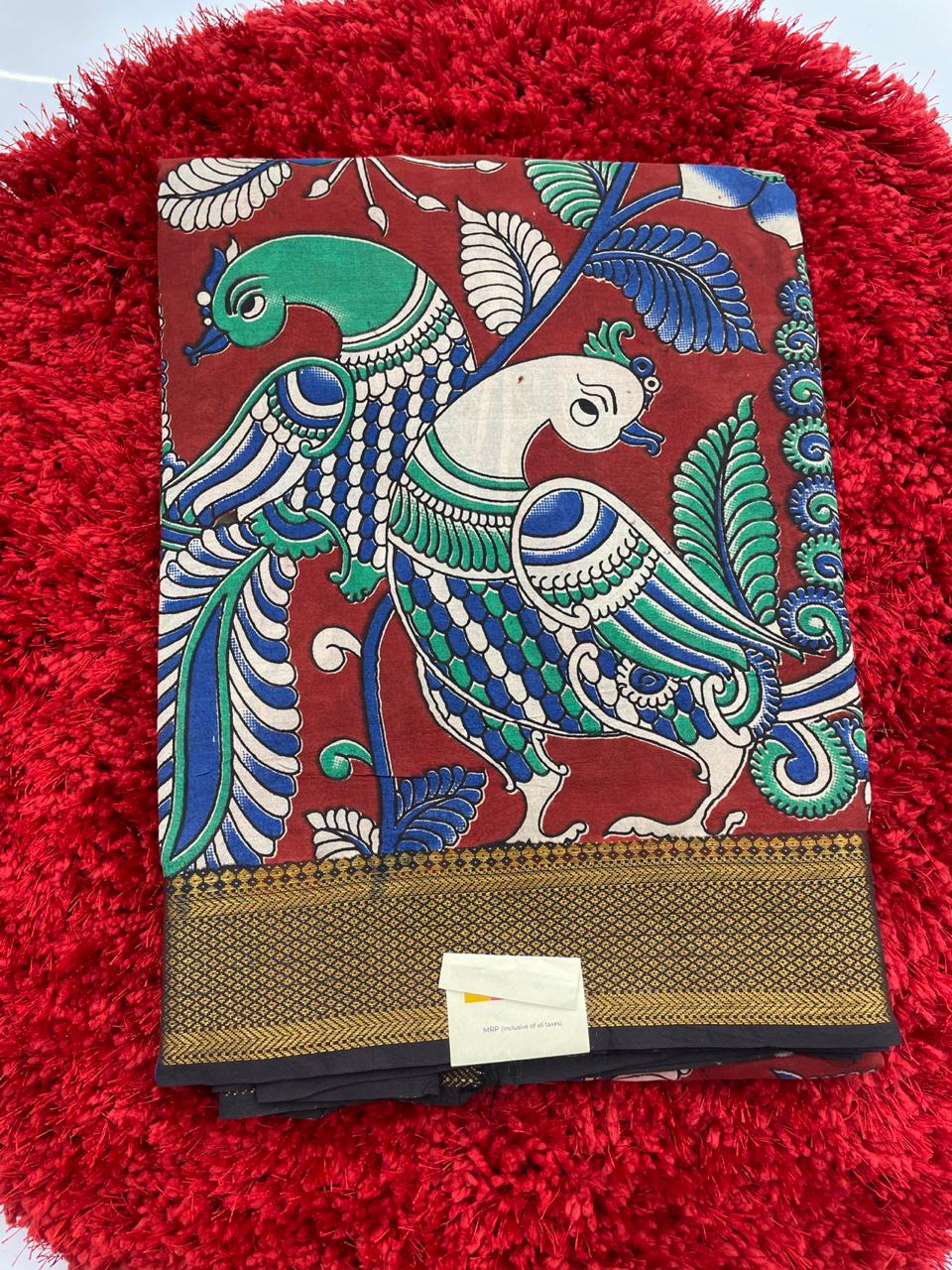 Kalamkari silk saree with nizam border