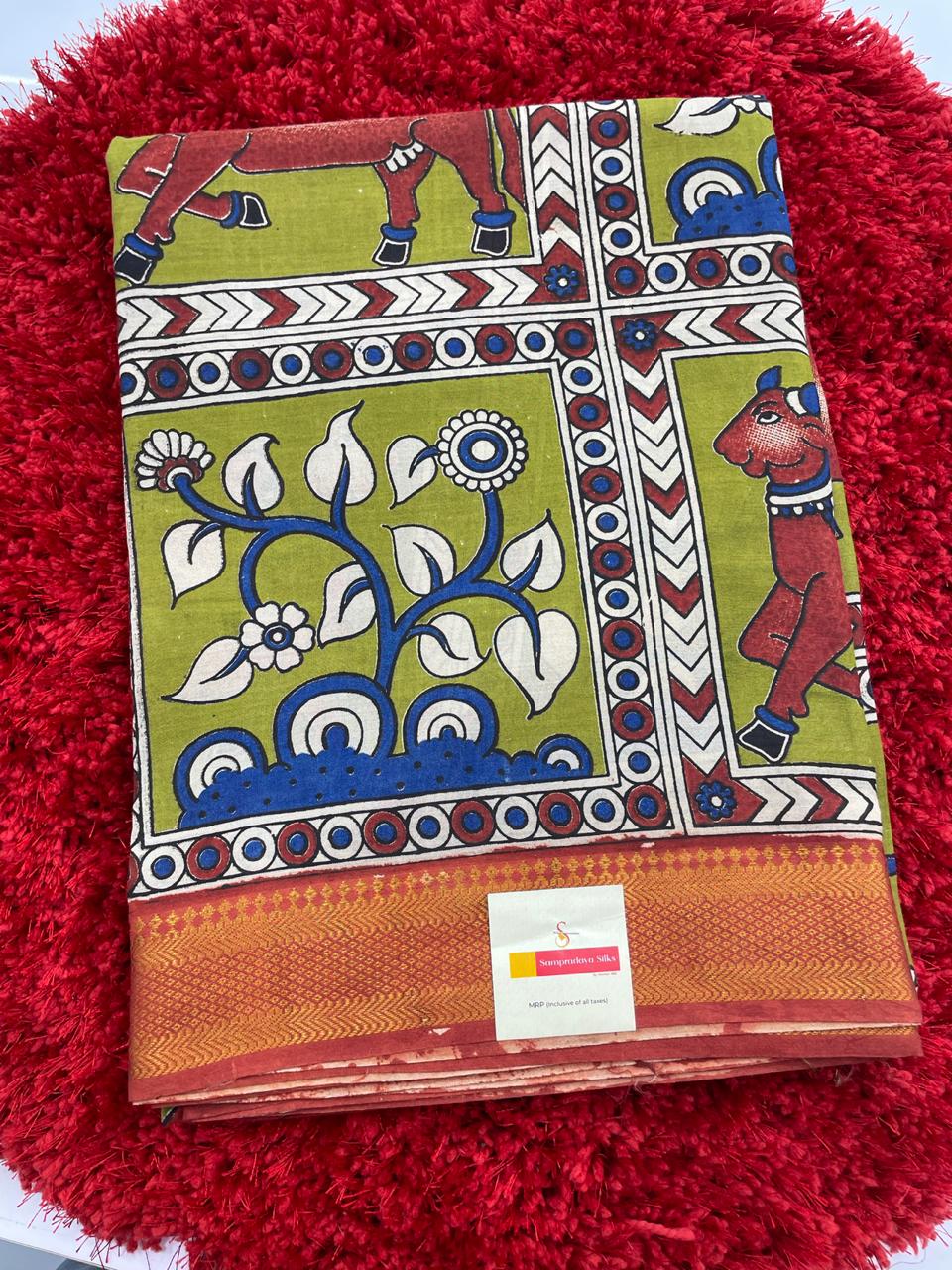 Kalamkari silk saree with nizam border