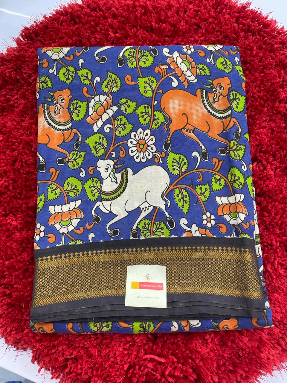 Kalamkari silk saree with nizam border