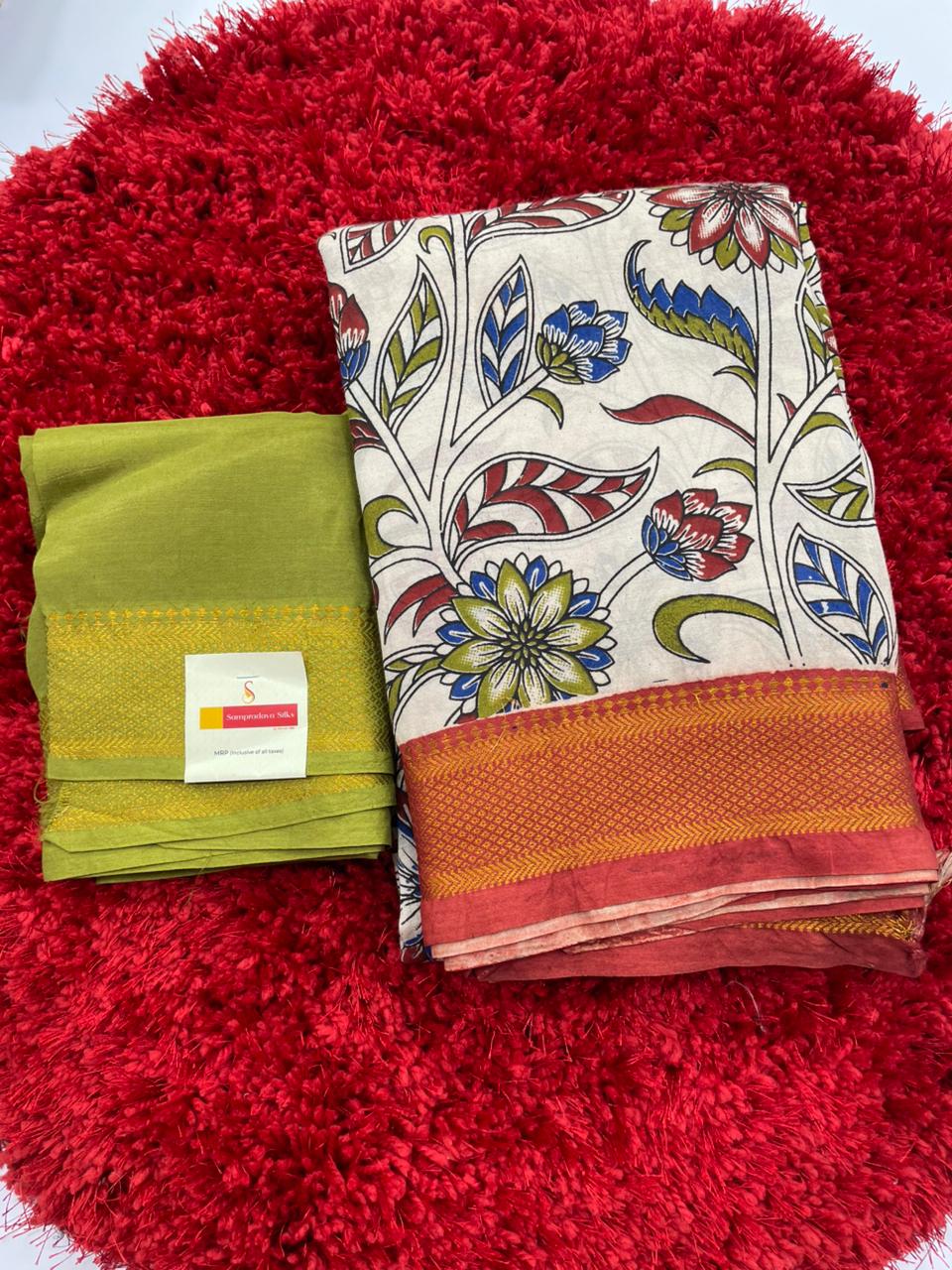 Kalamkari silk saree with nizam border