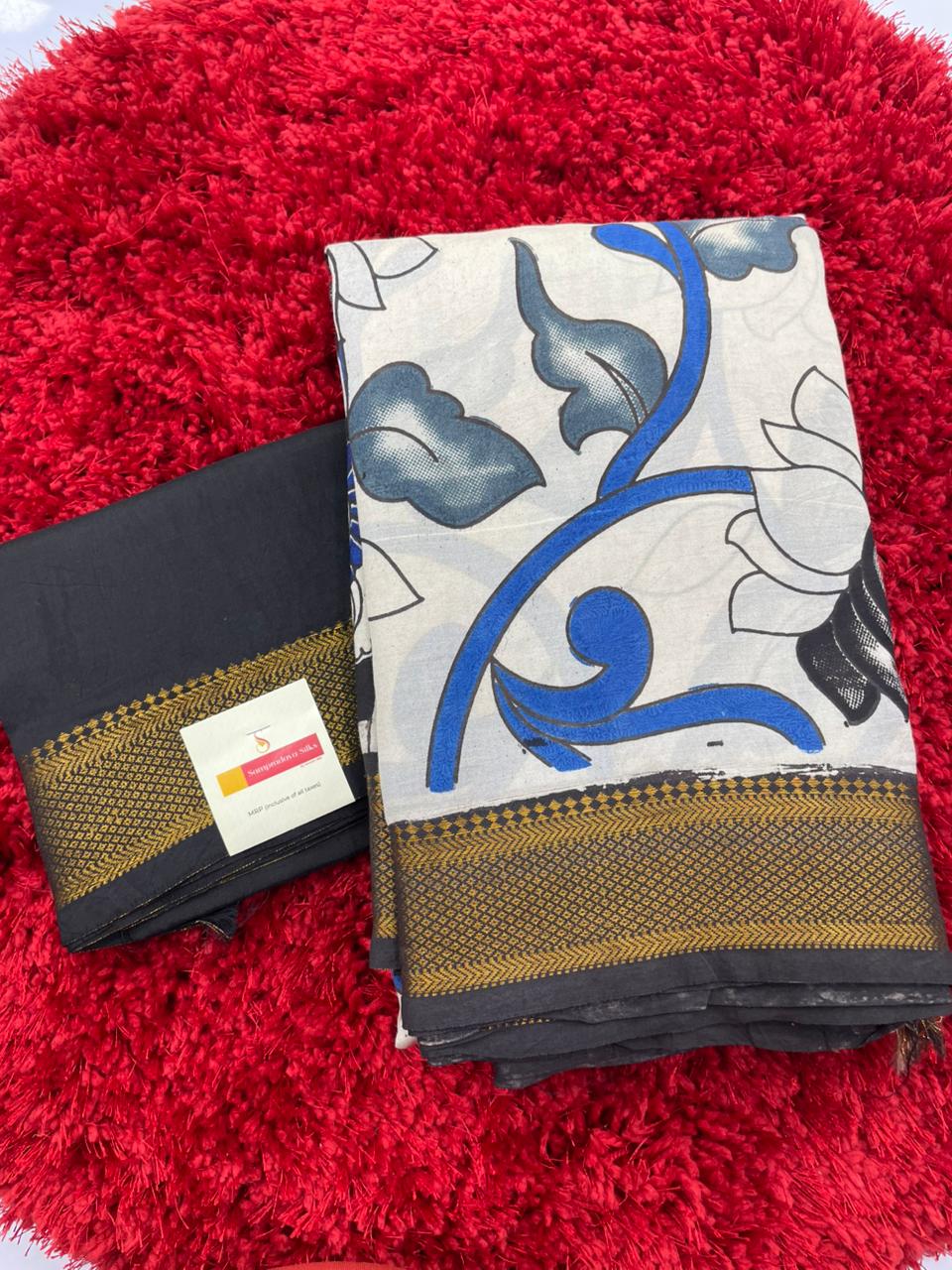 Kalamkari silk saree with nizam border