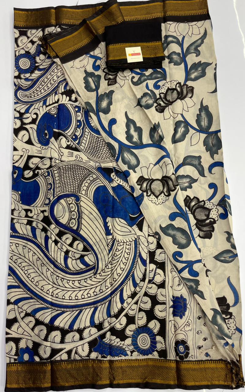 Kalamkari silk saree with nizam border