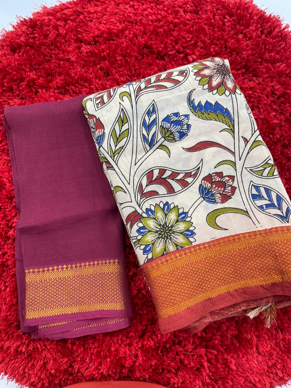 Kalamkari silk saree with nizam border