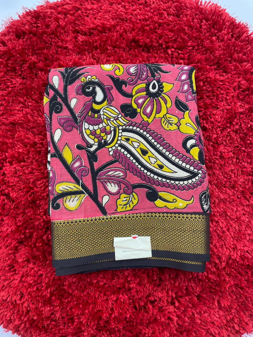 Kalamkari silk saree with nizam border