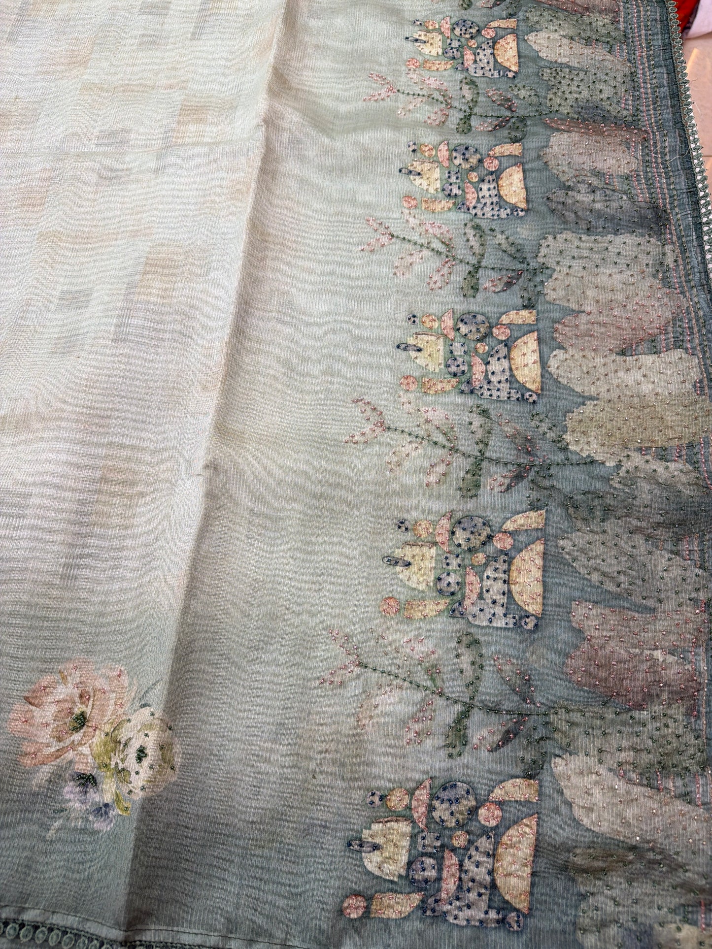 Organza work Sarees
