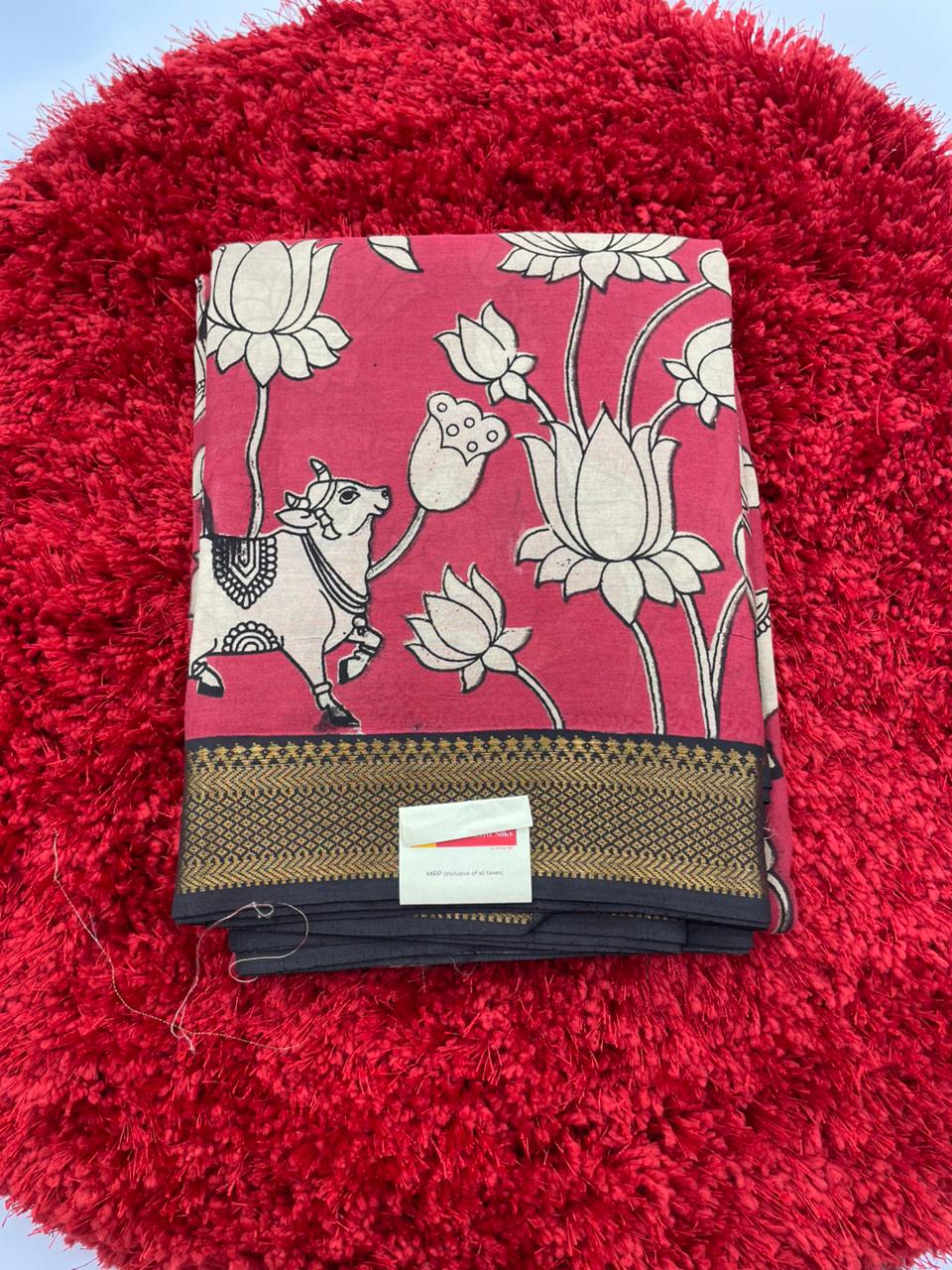 Kalamkari silk saree with nizam border