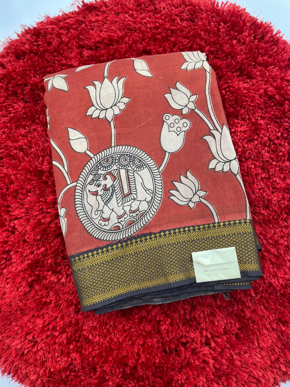 Kalamkari silk saree with nizam border