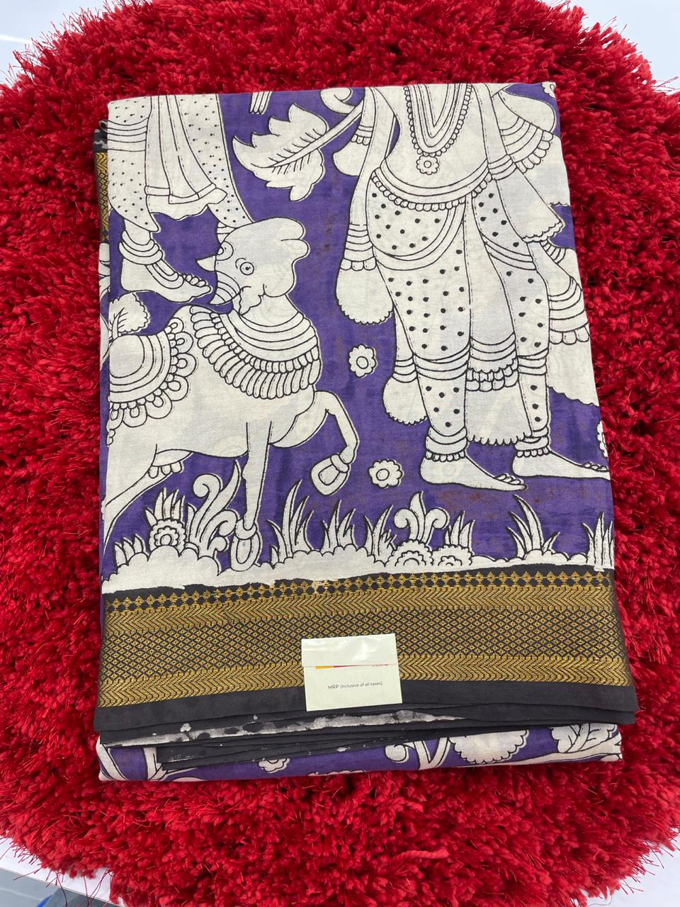 Kalamkari silk saree with nizam border