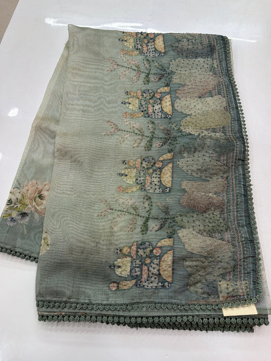Organza work Sarees