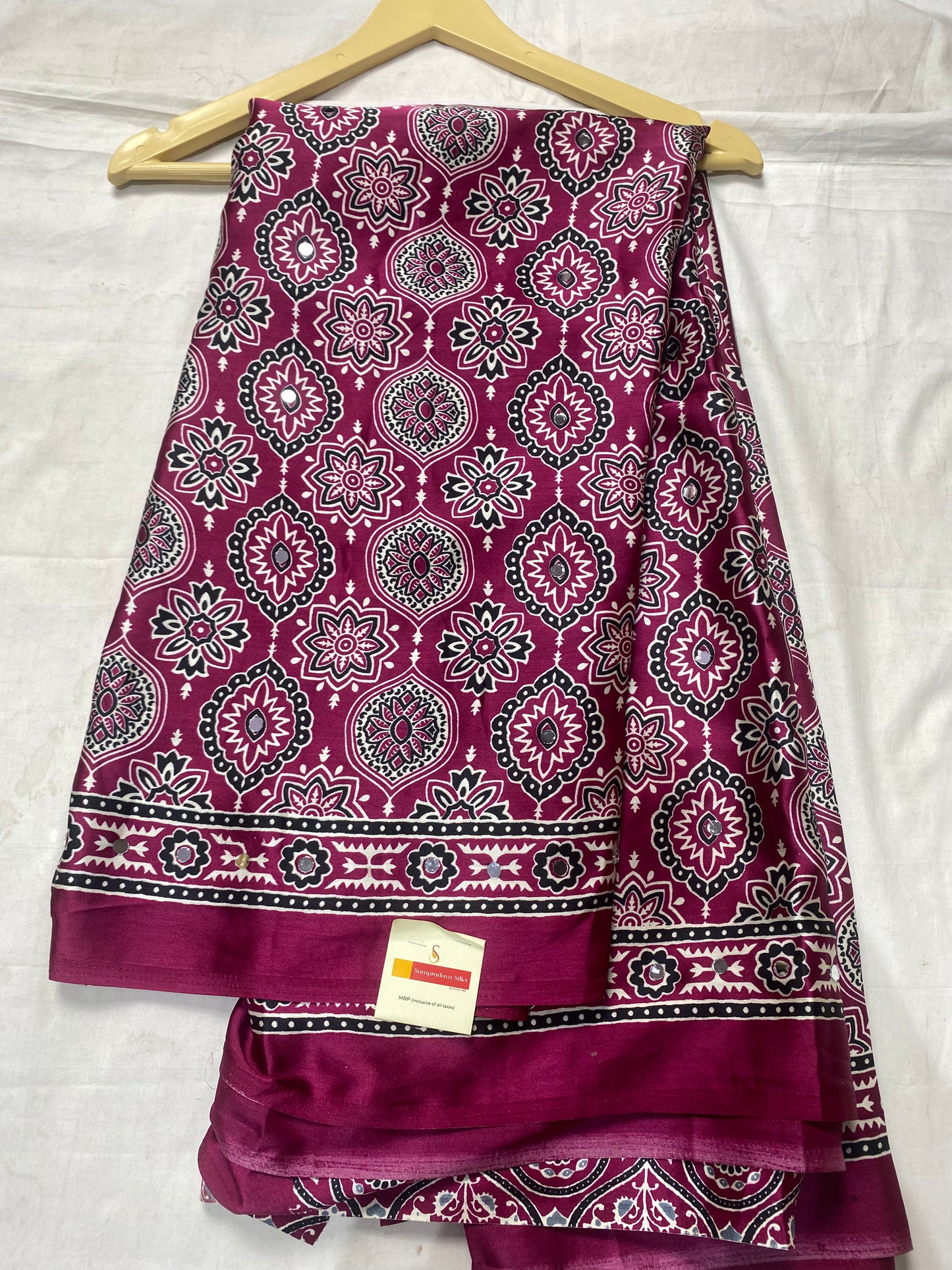 Ajrak with art mirror work