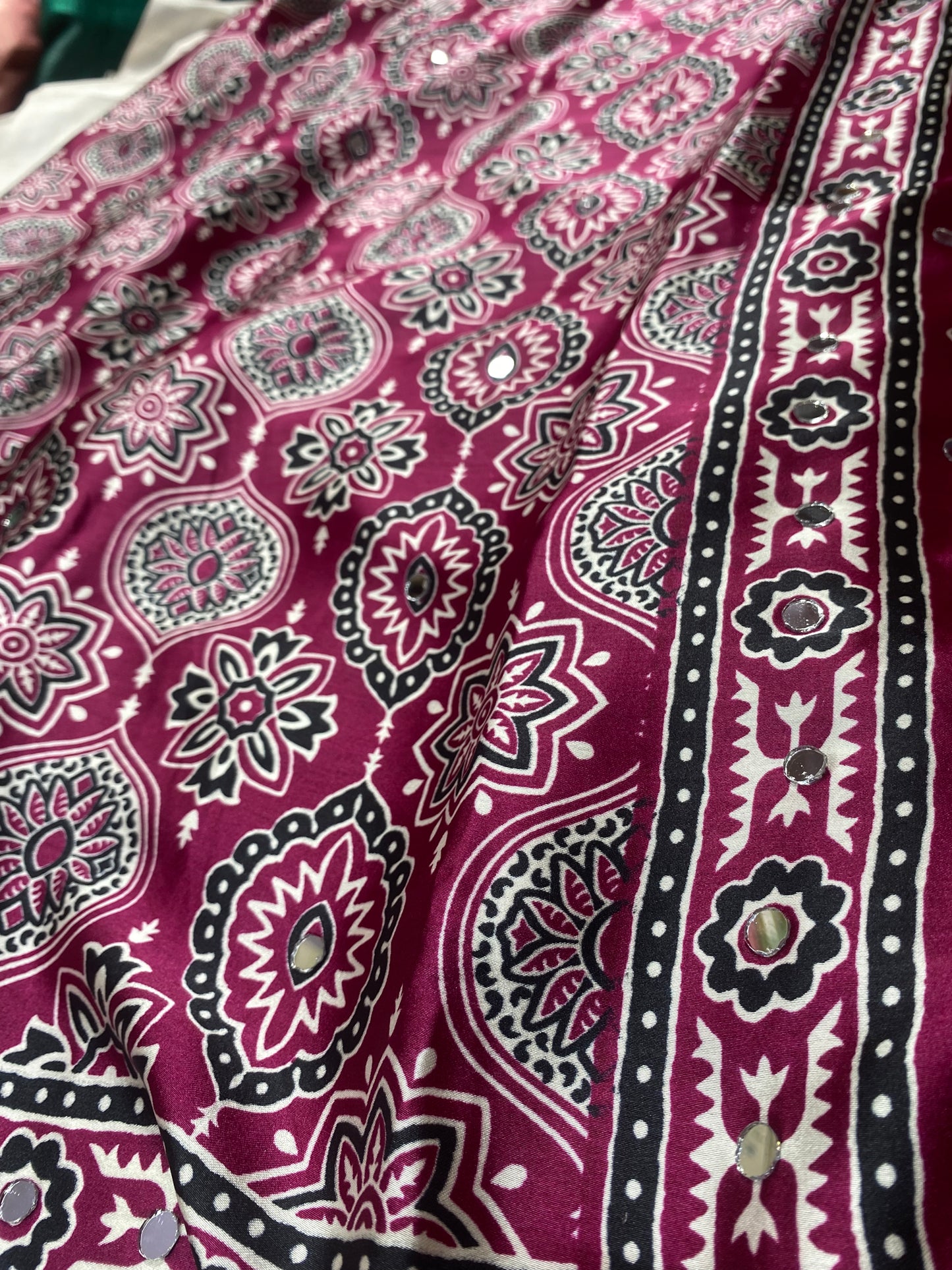 Ajrak with art mirror work