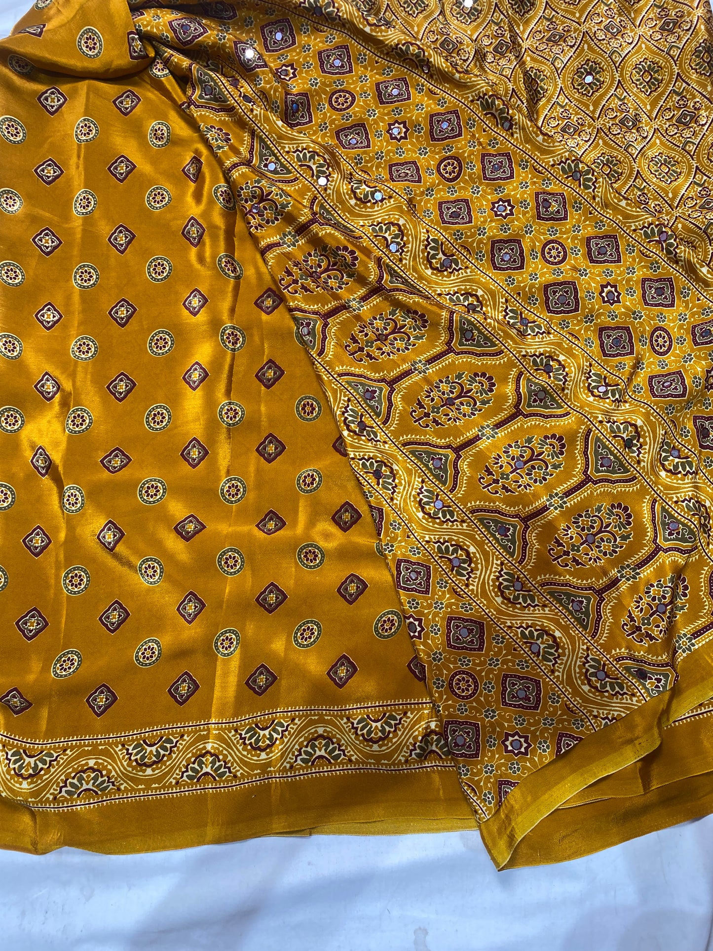 Ajrak with art mirror work