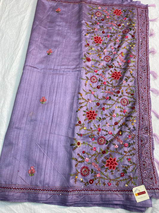 Row tussar embroidery