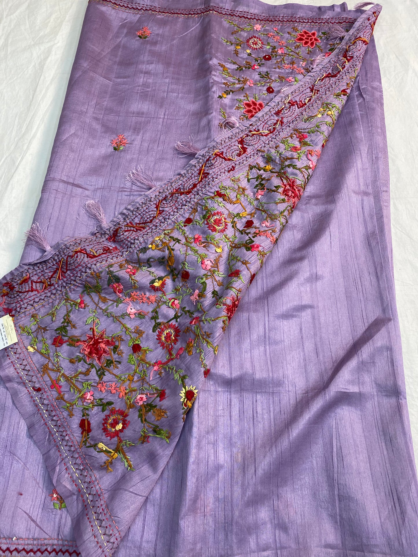 Row tussar embroidery