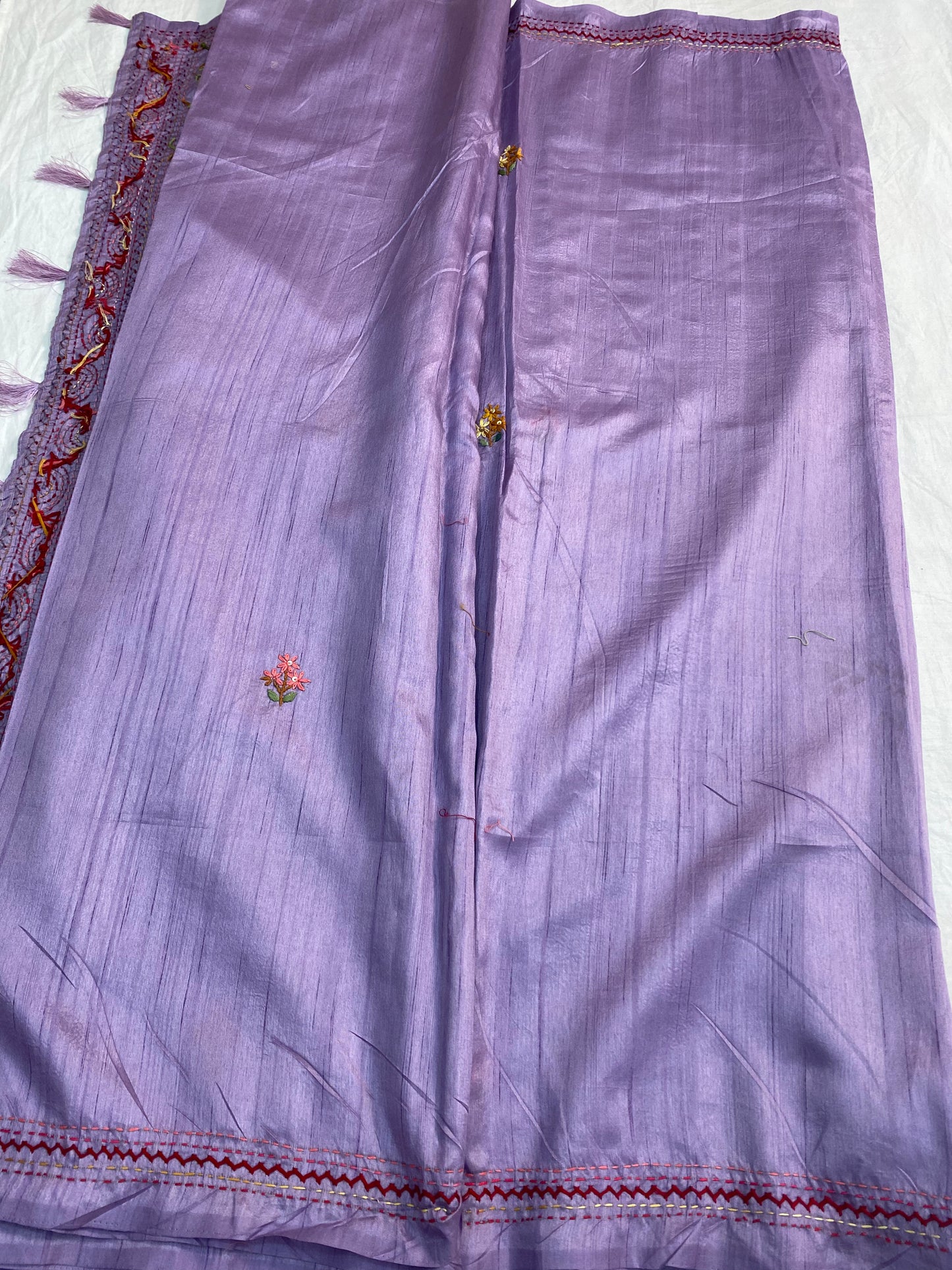 Row tussar embroidery