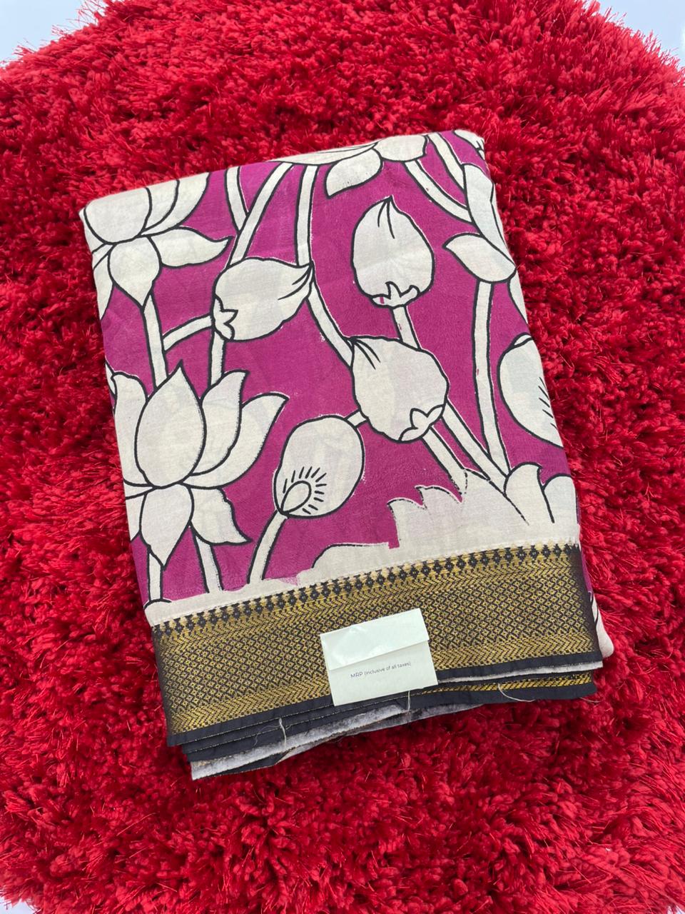 Kalamkari silk saree with nizam border